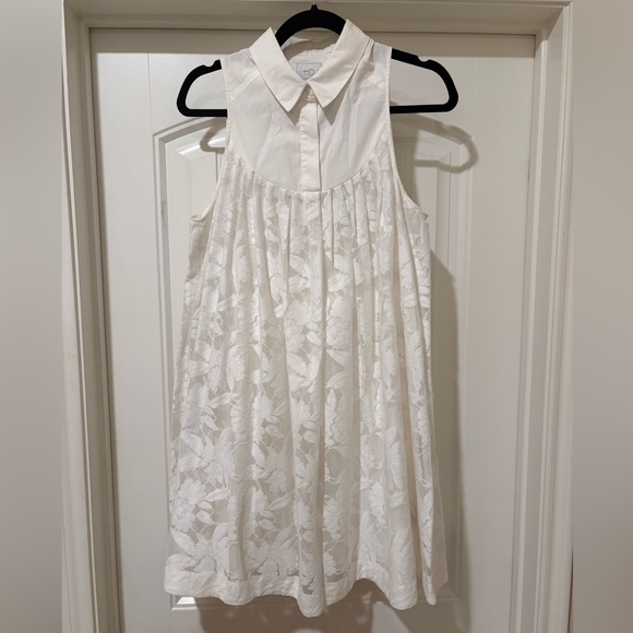 Anthropologie HD in Paris Ivory Lace Poplin Swing Trapeze Dress NWT Size Small - Picture 3 of 13